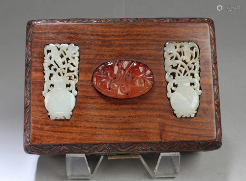 A Hardwood Box with Jade Inlay