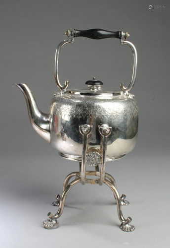 Antque Silver Plated Bronze Teapot With Heating S…