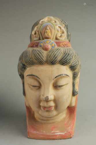 A Chinese Pottery Bodhisattva Statue Head