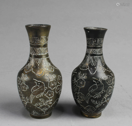 A Pair of Antique Gilt Bronze Vases