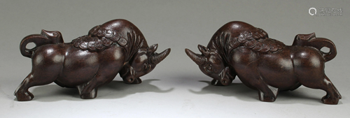 A Pair of Chinese Hardwood Carved Ornament