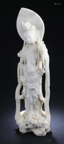 Antique Chinese Stone Carved Guanyin Statue