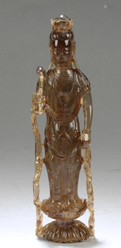 Antique Chinese Crystal Guanyin Statue