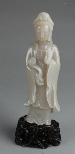 Antique Chinese Jade Guanyin Statue