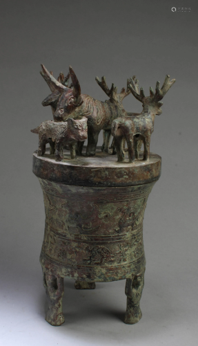 Chinese Bronze Jar With Lid
