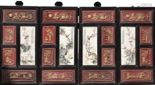 A Set of Four Chinese Framed Porcelain Painting