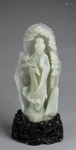 Chinese Nephrite Jade Guanyin Statue, GIA # 21611…