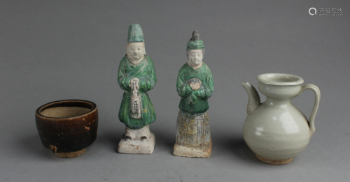 A Group of Four Pottery Ornaments