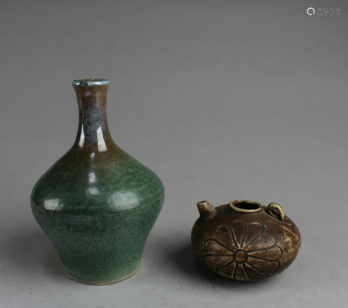 A Group of Two Pottery Ornaments