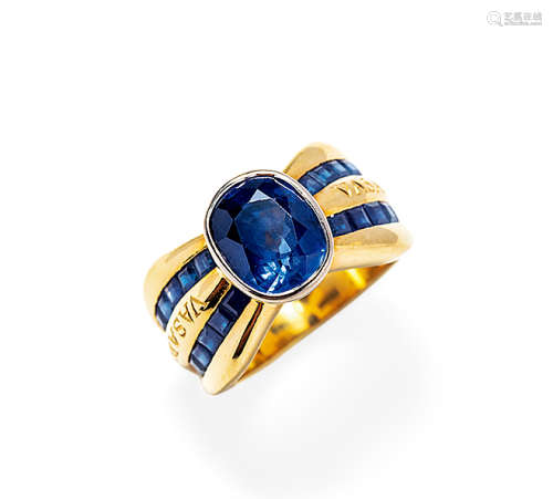 4.84ct西班牙设计师品牌VASARI蓝宝石戒指