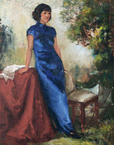 吴作人（1895～1953） 1941年作 蒋碧薇像 木板油画