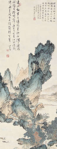 溥儒（1896～1963） 远江峰影 立轴 设色纸本
