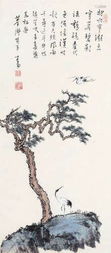 溥儒（1896～1963） 松鹤图 立轴 设色纸本
