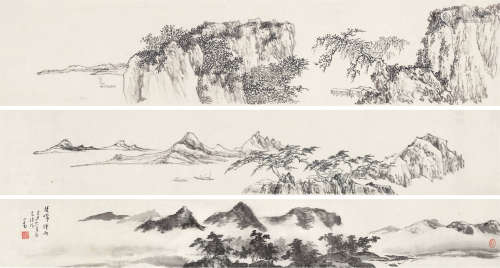 溥儒（1896～1963） 1961年作 楚峰烟雨 手卷 水墨绢本