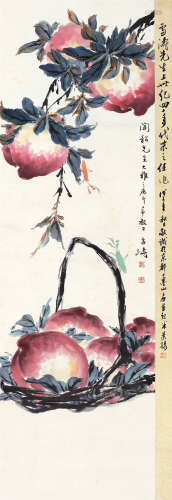 王雪涛（1903～1982） 寿桃 立轴 设色纸本