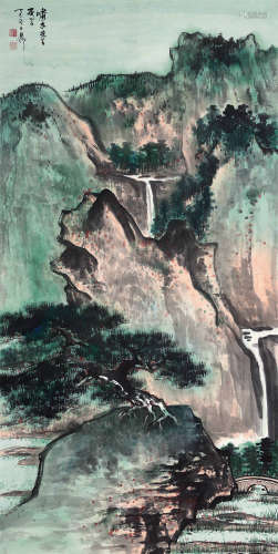 谢稚柳（1910～1997） 1977年作 飞流青山图 镜心 设色纸本