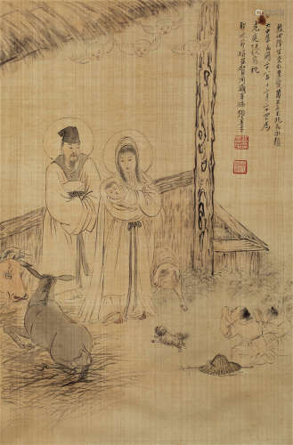 张善孖（1882～1940） 1937年作 圣诞图 镜心 水墨绢本