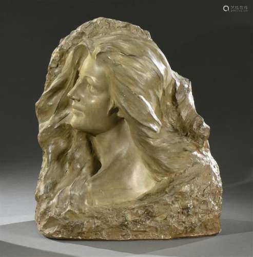 Enzo SIGHIERI (1868 ?) Femme pensive Portrait scul…