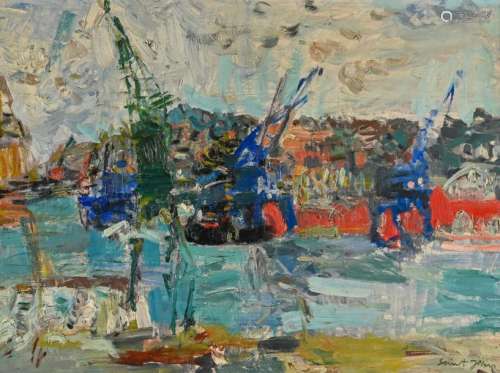 Marcel SAINT JEAN (1914 1994) Grues dans le port, …