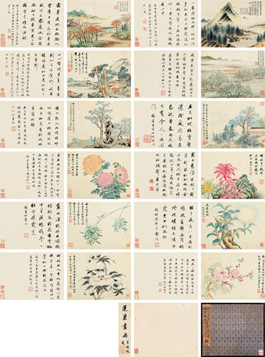 潘恭寿（1741～1794）王文治（1730～1802） 清代 书画合璧册 册页 （十二开） 设色纸本