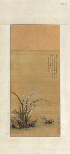 蒋廷锡（1669～1732） 清代 十瓣瑞兰 立轴 设色绢本