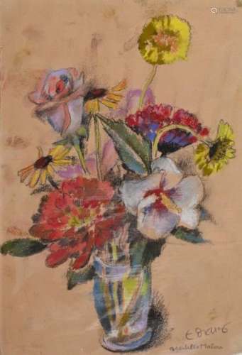Emile DIDIER (1890 1965) Bouquet de fls Pastel …