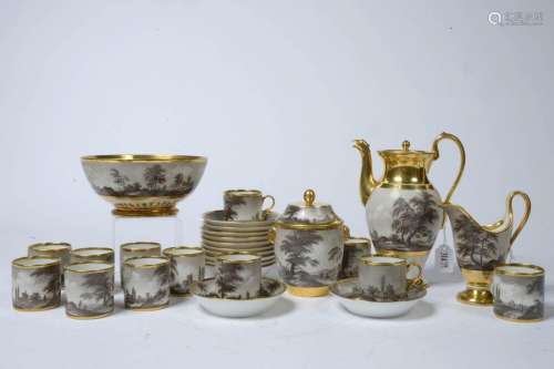 An Empire style tea service in Paris porcelain dec…