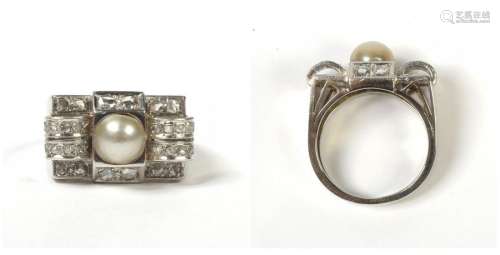 Art Deco platinum ring set with rose cut diamonds …