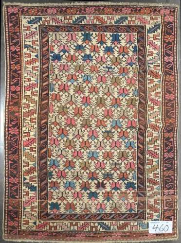 Handmade wool Shirvan rug with stylized geometrica…