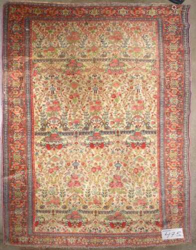 Rare handmade wool and silk Seneh rug decorated wi…