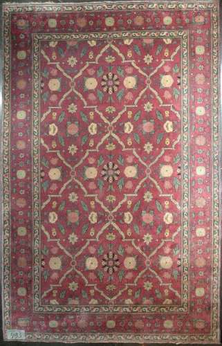 Rare handmade wool Agra rug with pale pink, green …