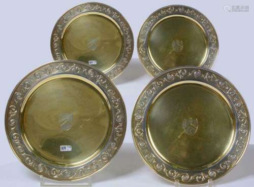 Suite of four silver plates with the wing decorate…