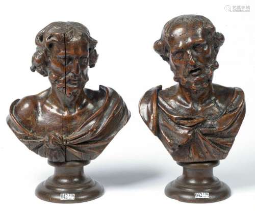 Pair of carved walnut \