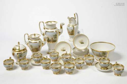 An Empire style tea service in polychrome porcelai…