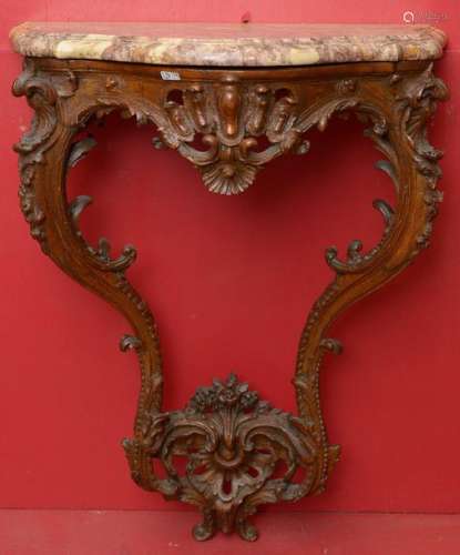 Small Louis XV style console in carved oak topped …