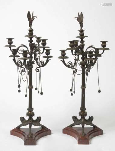 Pair of large Napoleon III style tripod candelabra…