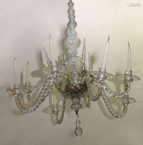 Colourless cut crystal chandelier with eight arms …