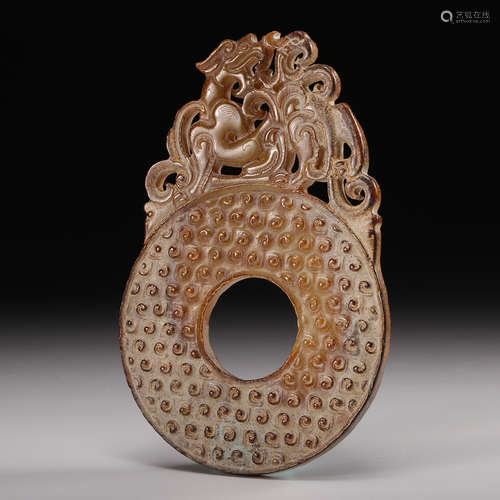 CHINESE ARCHAISTIC JADE BI DISK