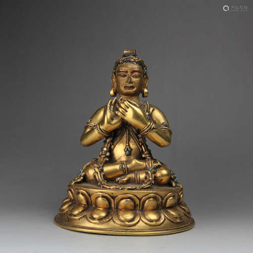 CHINESE GILT BRONZE SEATED BUDDHA