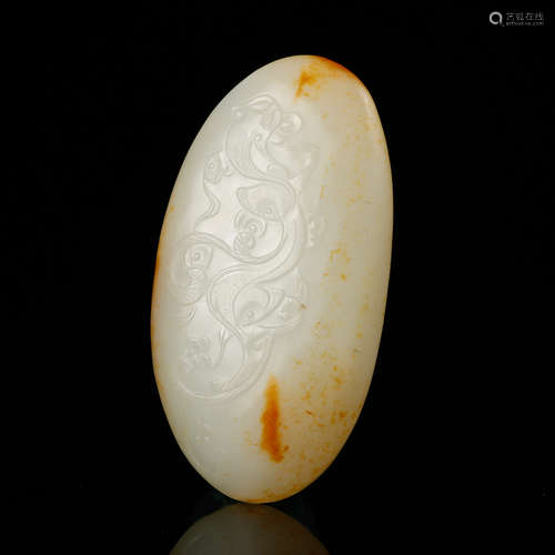 CHINESE WHITE JADE PENDANT WITH RUSSET