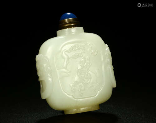 CHINESE WHITE JADE SNUFF BOTTLE