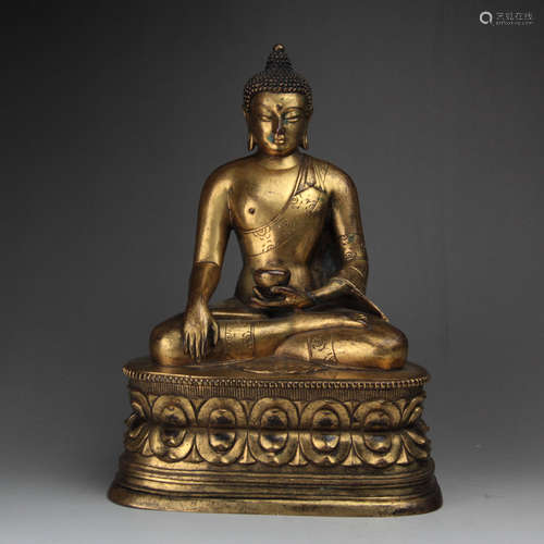 CHINESE GILT BRONZE SEATED BHAI?AJYAGURU