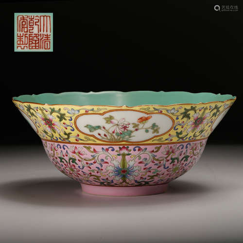 CHINESE FAMILLE ROSE PORCELAIN BOWL, MARKED