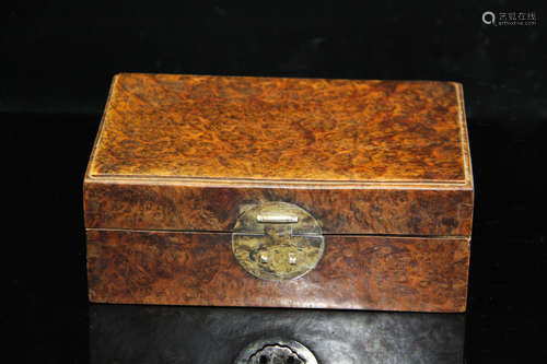 CHINESE BURL WOOD JEWELRY BOX