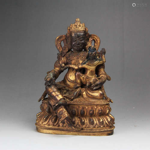 CHINESE GILT BRONZE SEATED NANDIKESVARA