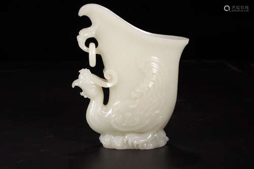 CHINESE WHITE JADE PHOENIX CUP