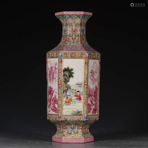 CHINESE FAMILLE ROSE PORCELAIN VASE, MARKED