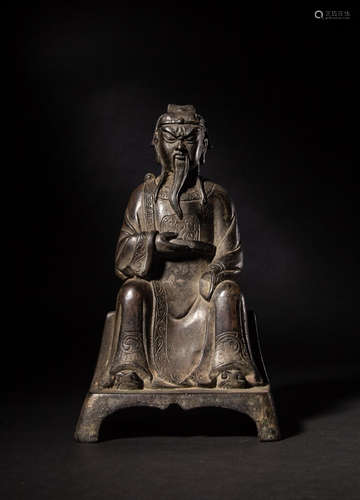 CHINESE BRONZE FIGURE OF GUANDI