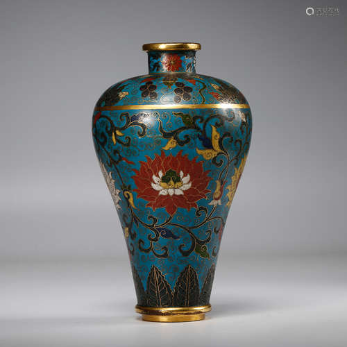 CHINESE CLOISONNE FOLIAGE MEIPING VASE, QING DYNAS