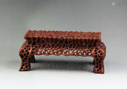 CHINESE HUANGYANG WOOD CARVED INK BED